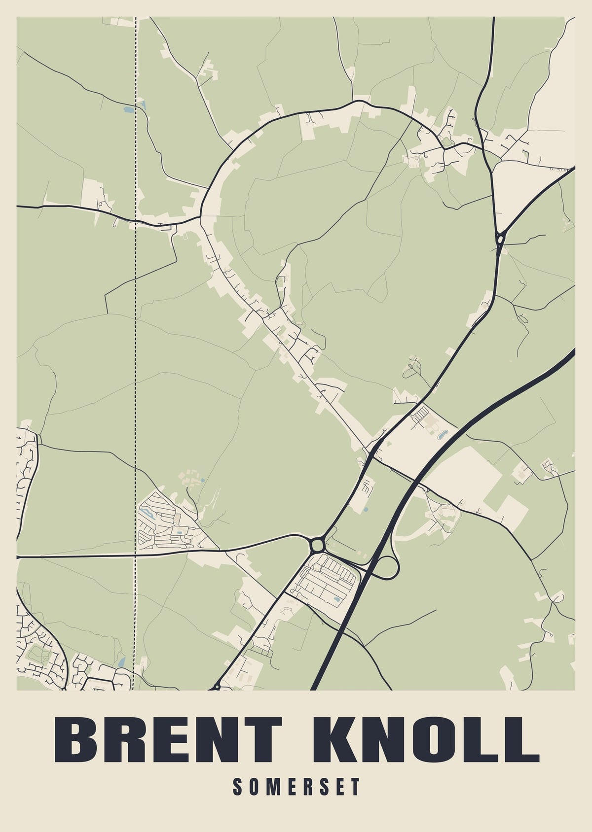 Street map poster of Brent Knoll, Somerset