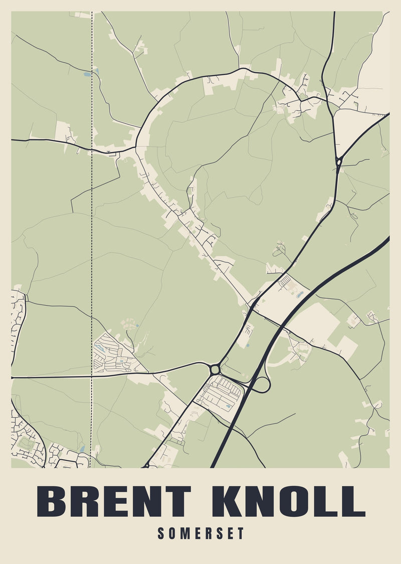 Brent Knoll Street Map Poster