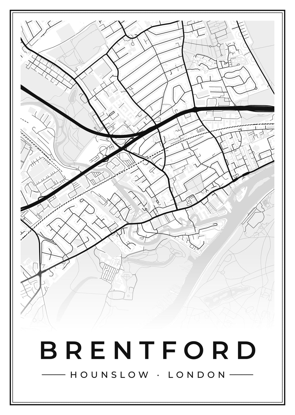 Street map poster of Brentford, Hounslow, London