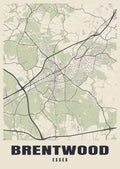 Street map poster of Brentwood, Essex