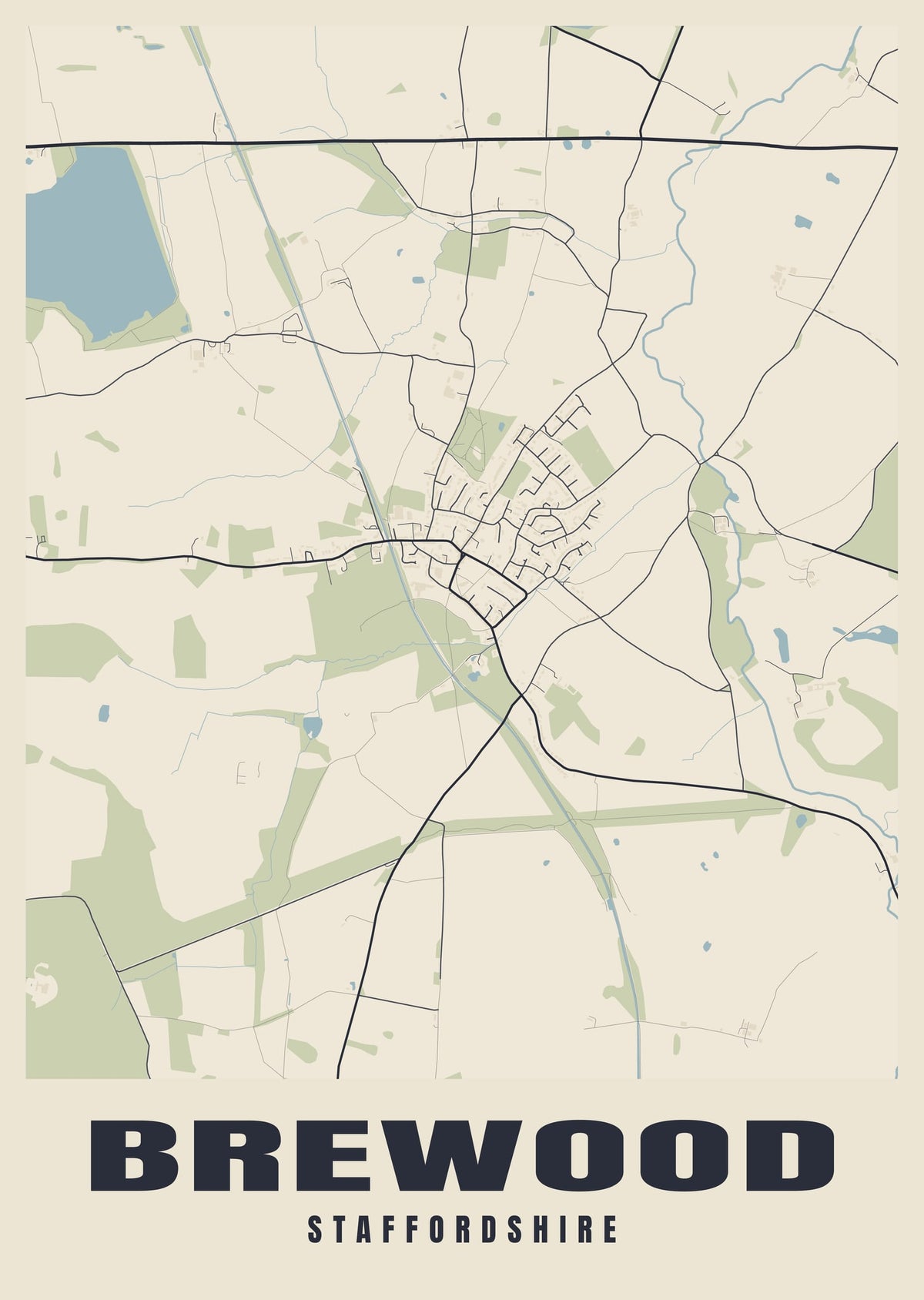 Street map poster of Brewood, Staffordshire
