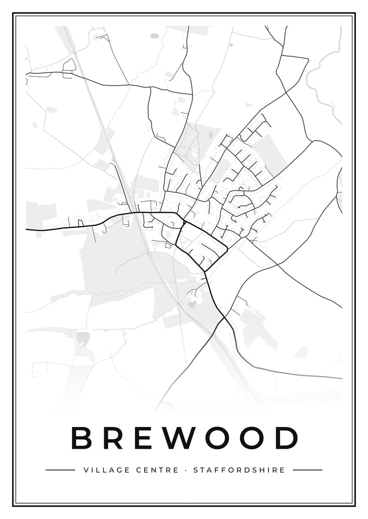 Brewood Village Centre Street Map Poster