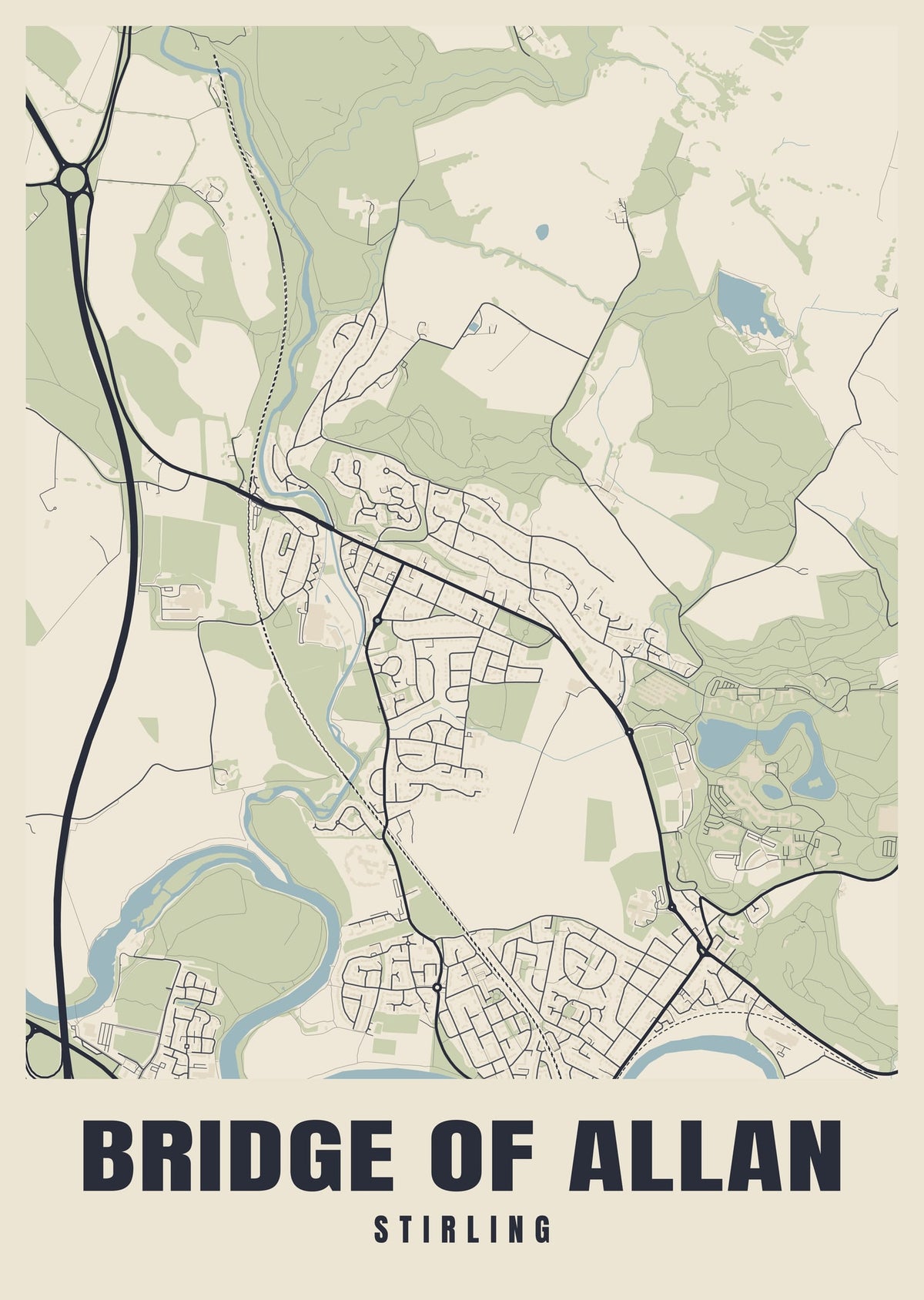 Street map poster of Bridge of Allan, Stirling