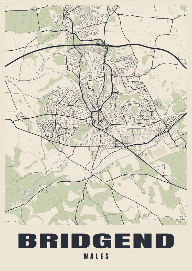 Bridgend Street Map Poster