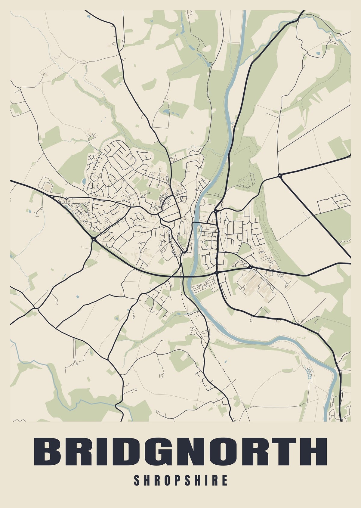 Street map poster of Bridgnorth, Shropshire