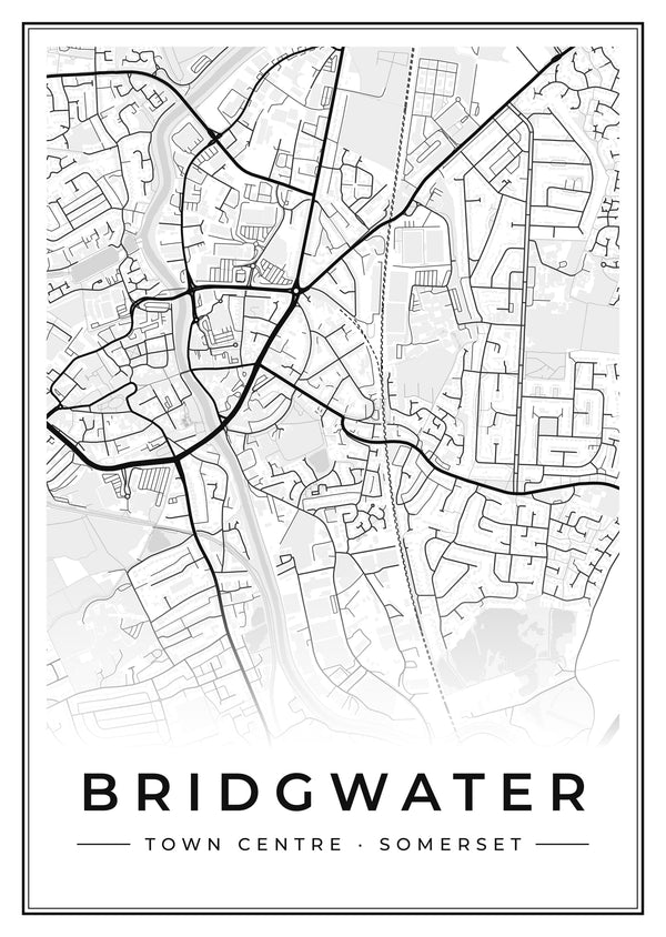 Bridgwater Town Centre Street Map Poster