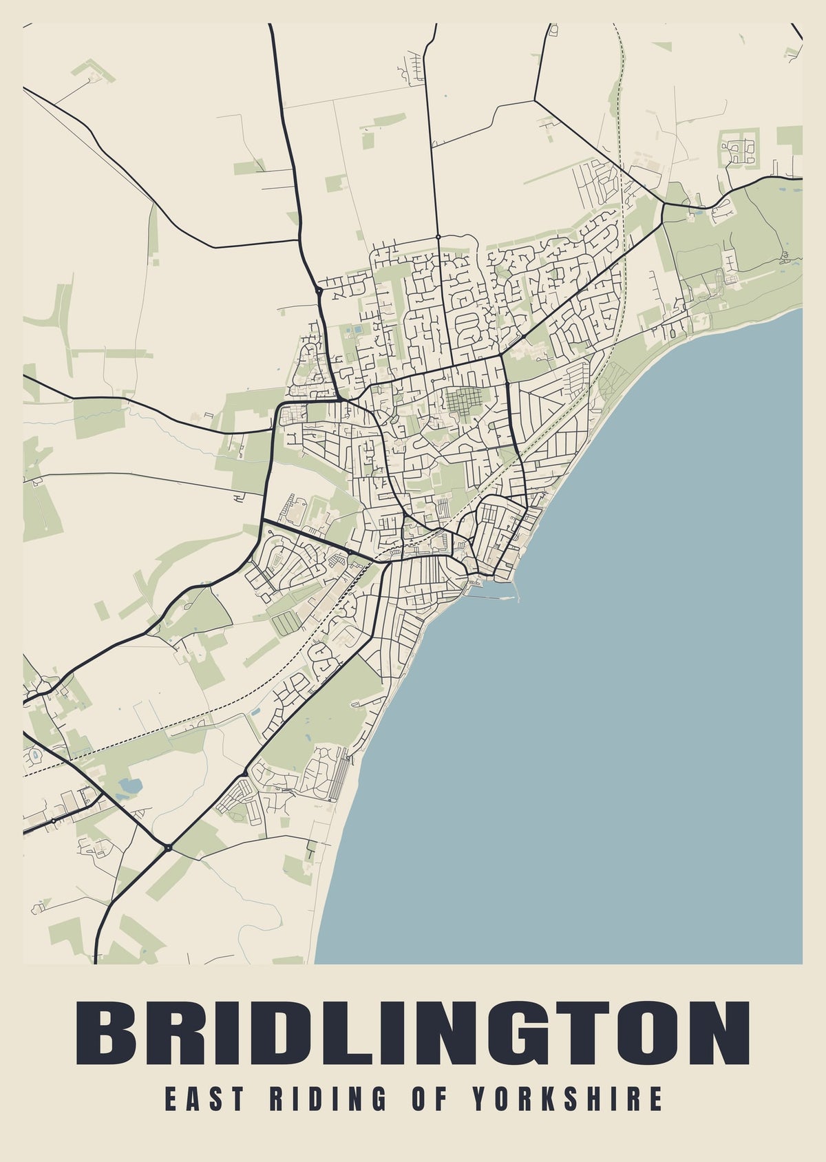 Street map poster of Bridlington, East Riding of Yorkshire