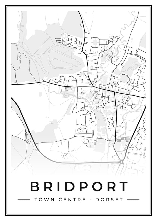 Bridport Town Centre Street Map Poster