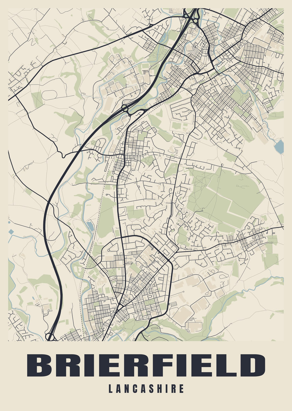 Street map poster of Brierfield, Lancashire