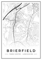 Street map poster of Brierfield town centre, Lancashire