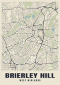 Street map poster of Brierley Hill, West Midlands