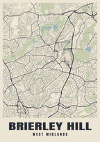 Street map poster of Brierley Hill, West Midlands