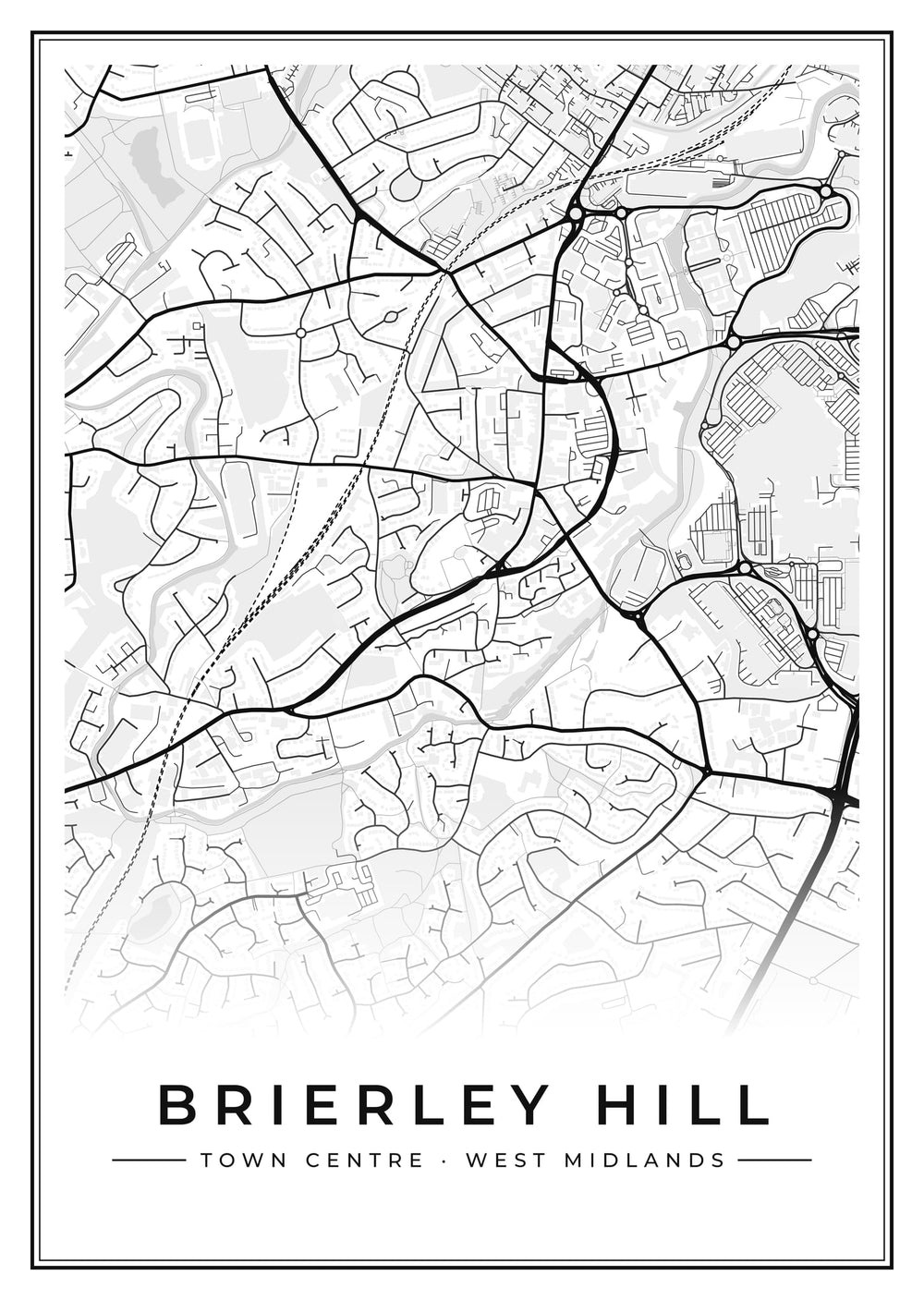 Brierley Hill Town Centre Street Map Poster