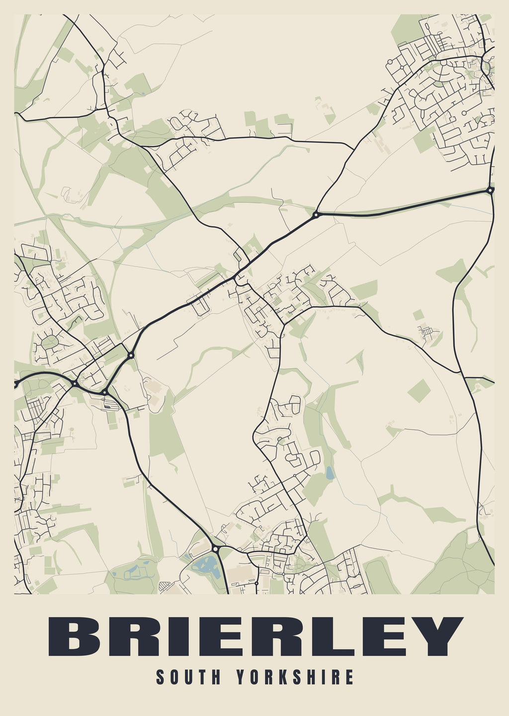 Street map poster of Brierley, South Yorkshire