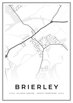 Street map poster of Brierley village centre, South Yorkshire