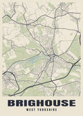 Street map poster of Brighouse, West Yorkshire