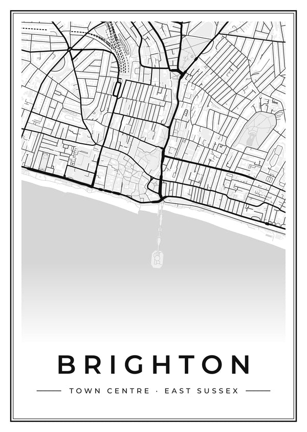 Brighton Town Centre Street Map Poster