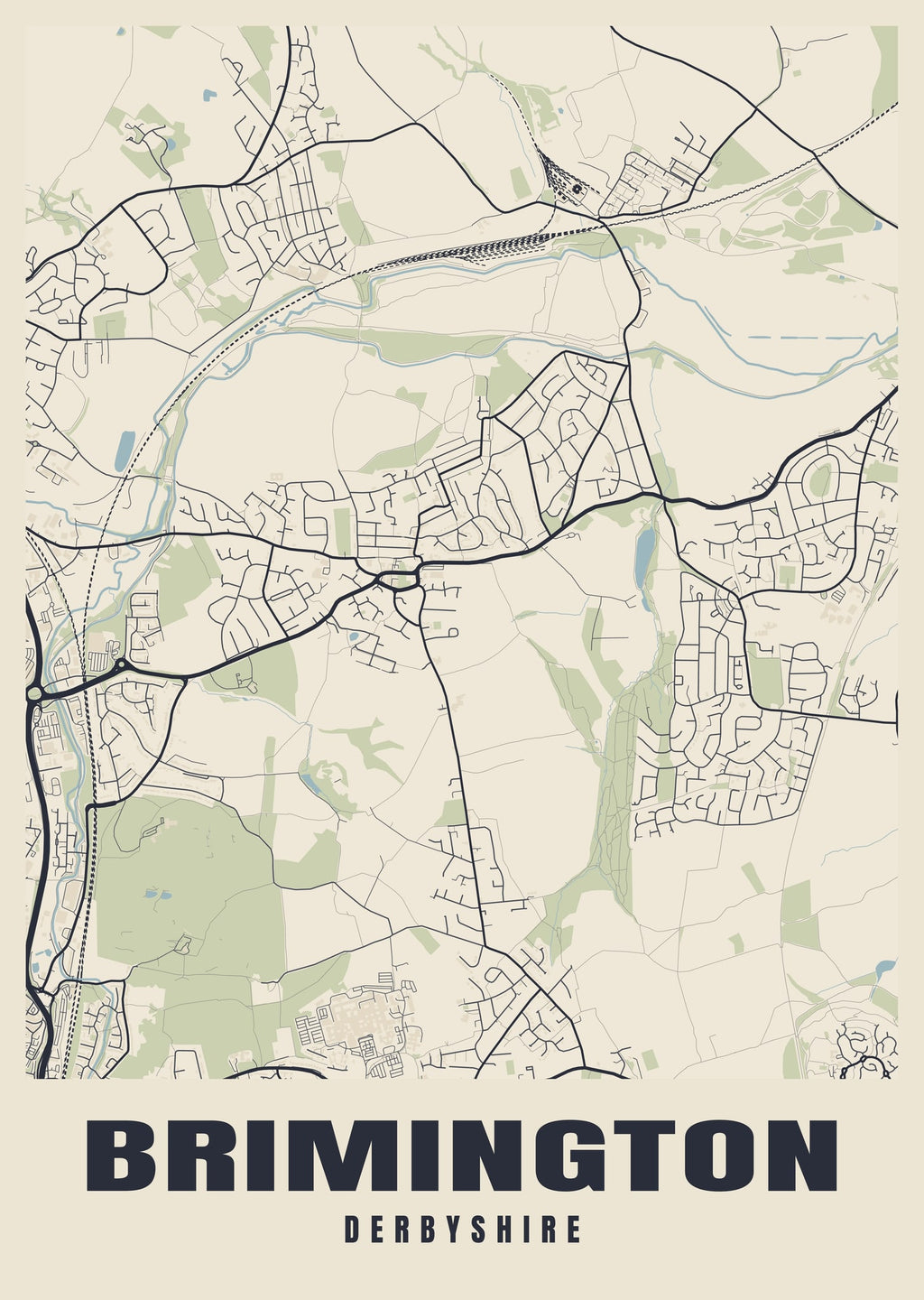 Street map poster of Brimington, Derbyshire