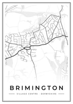 Street map poster of Brimington village centre, Derbyshire