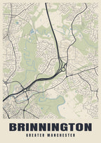 Street map poster of Brinnington, Greater Manchester