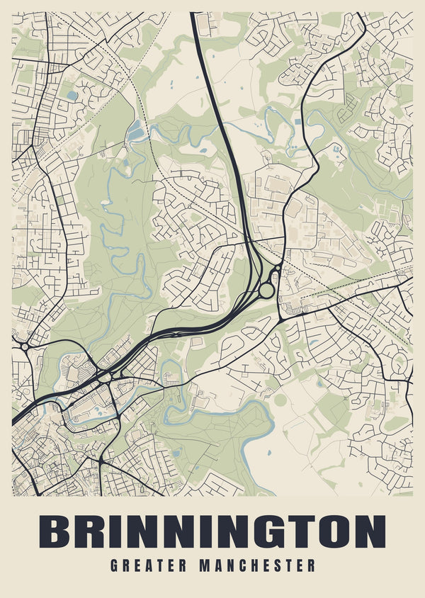 Brinnington Street Map Poster