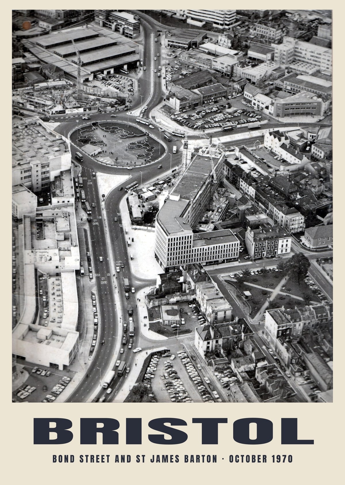 Bond Street and St James Barton, Bristol, October 1970 heritage photograph