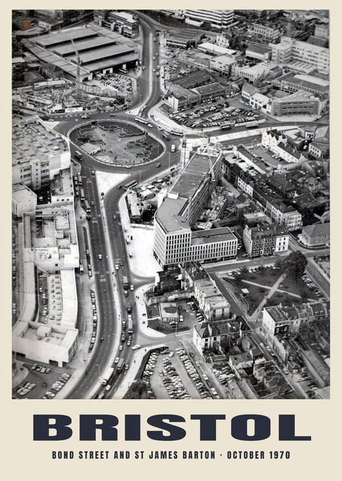 Bond Street and St James Barton, Bristol, October 1970 heritage photograph