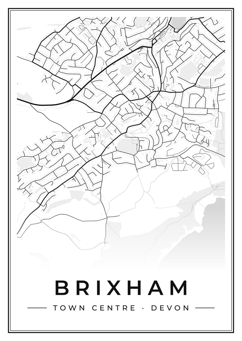 Brixham Town Centre Street Map Poster