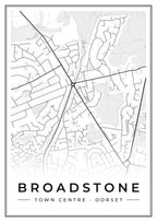 Street map poster of Broadstone town centre, Dorset