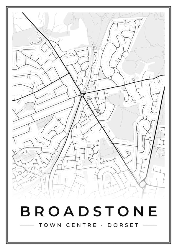 Broadstone Town Centre Street Map Poster