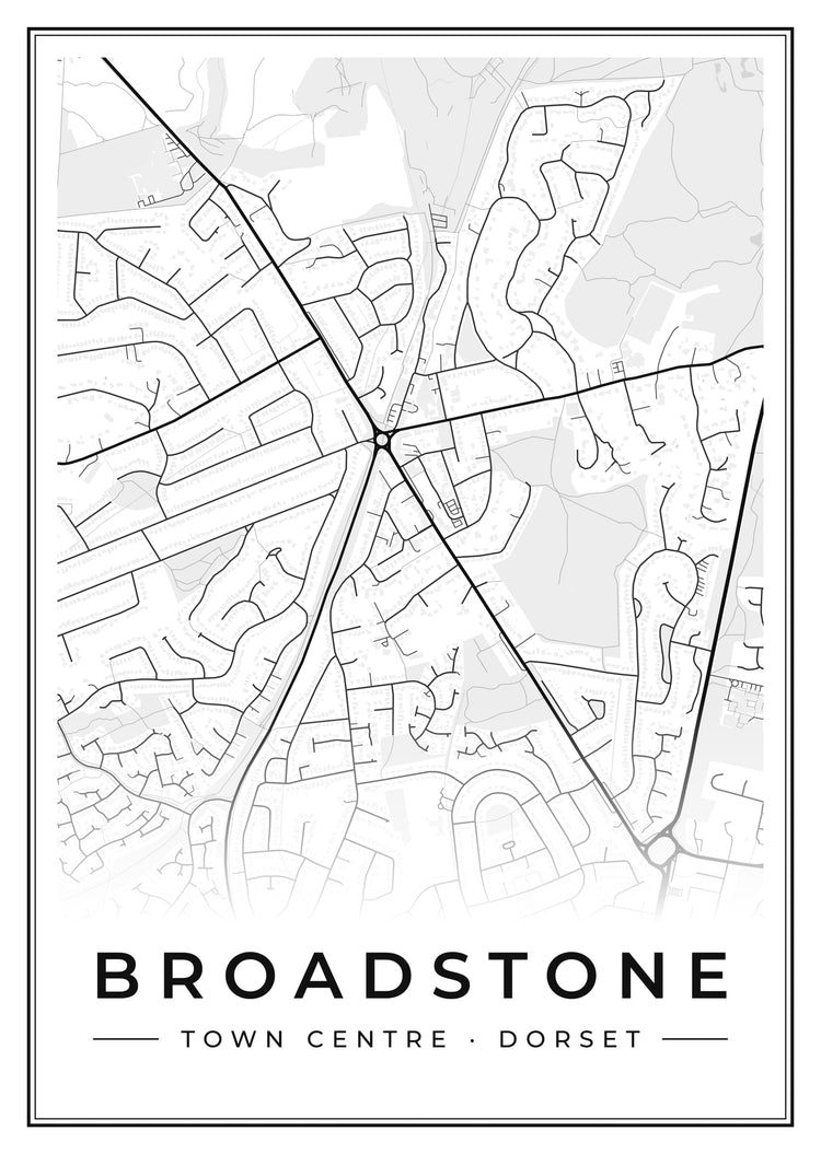 Broadstone Town Centre Street Map Poster