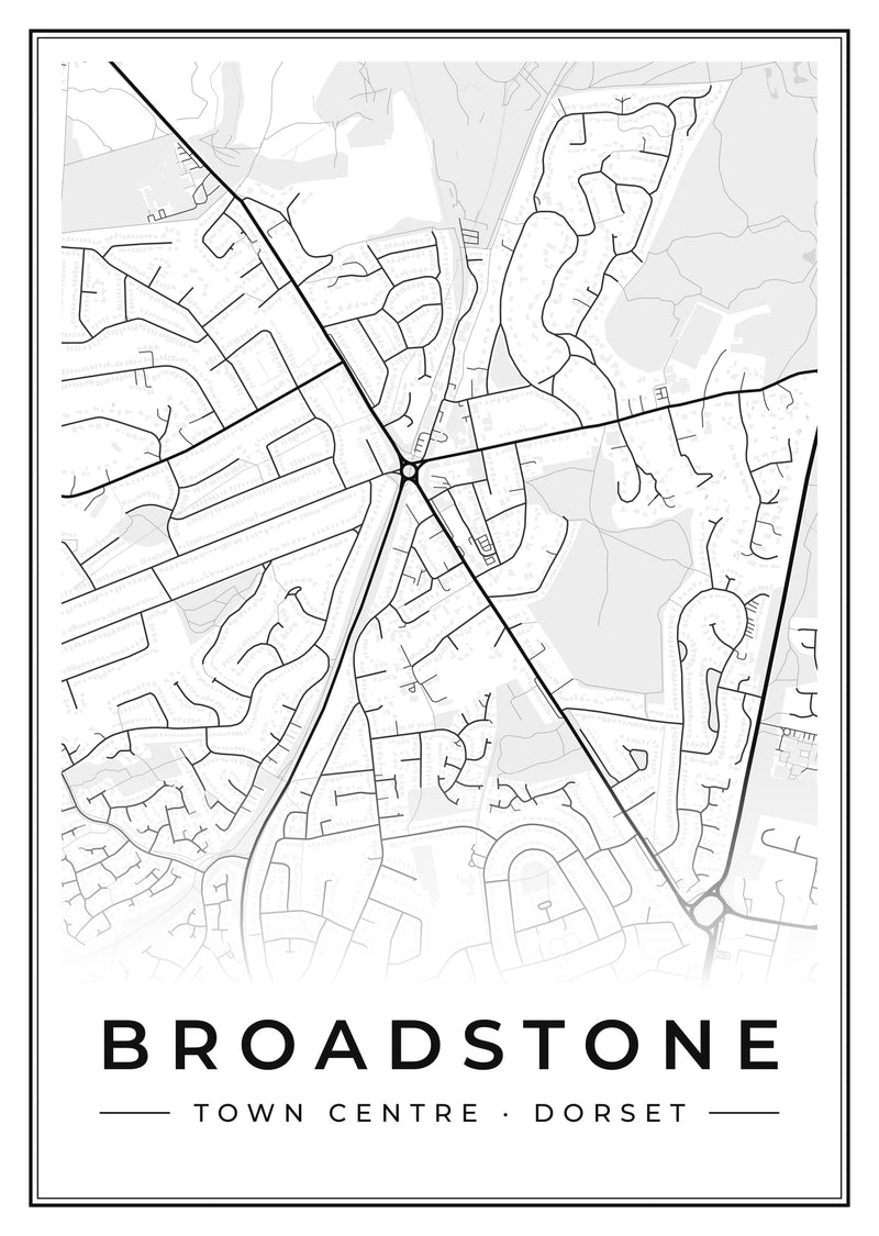 Broadstone Town Centre Street Map Poster