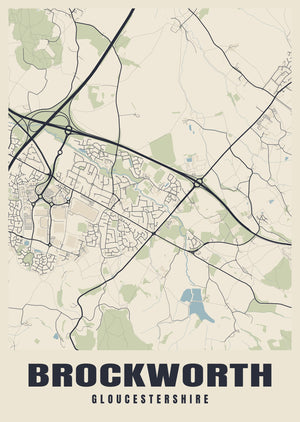 Brockworth Street Map Poster