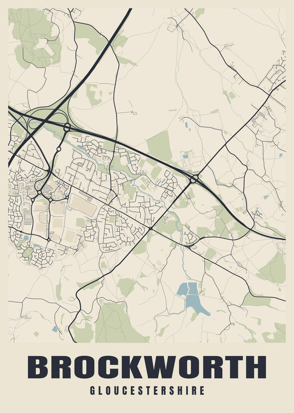 Brockworth Street Map Poster