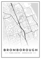 Street map poster of Bromborough town centre, Merseyside
