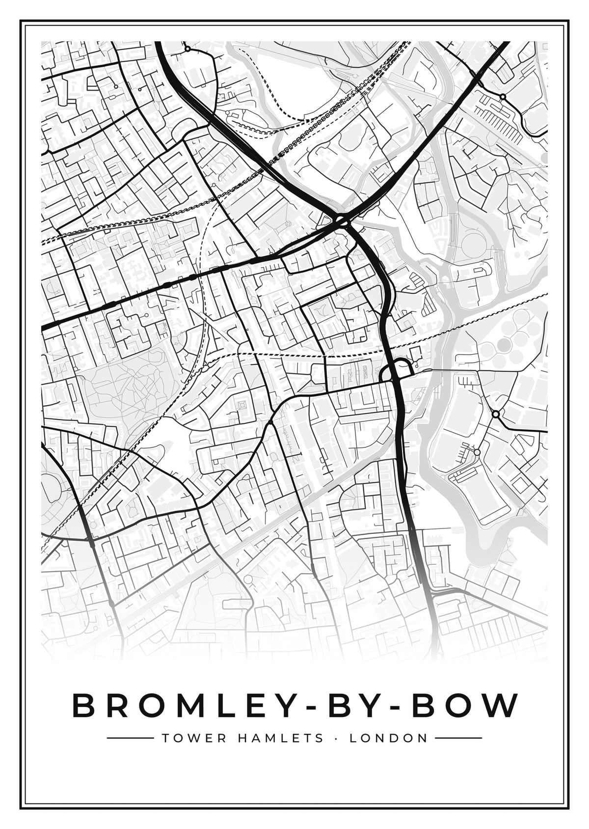 Street map poster of Bromley-by-Bow, Tower Hamlets, London
