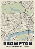 Heritage street map poster of Brompton, Kensington and Chelsea, London