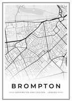Street map poster of Brompton, Kensington and Chelsea, London