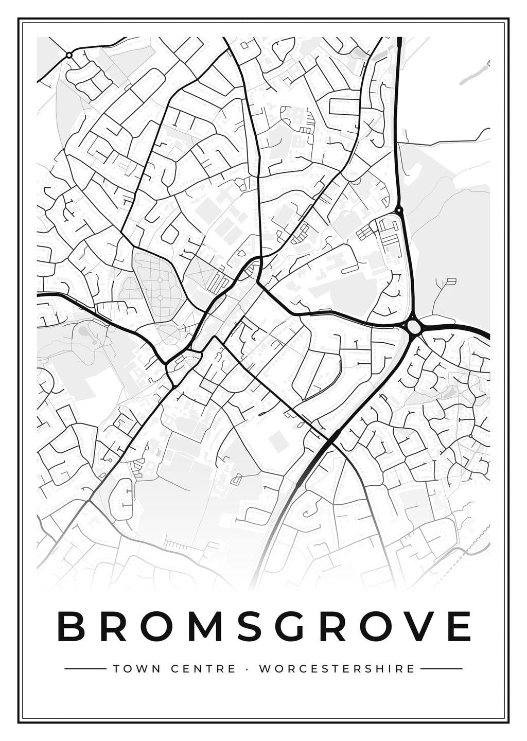 Street map poster of Bromsgrove town centre, Worcestershire