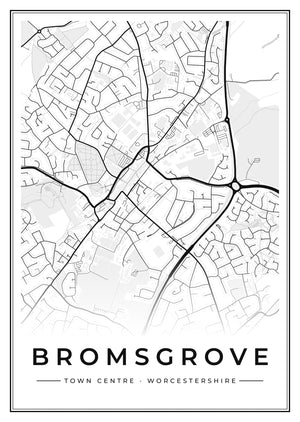 Bromsgrove Town Centre Street Map Poster