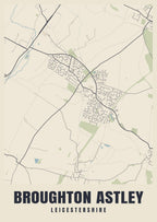 Street map poster of Broughton Astley, Leicestershire