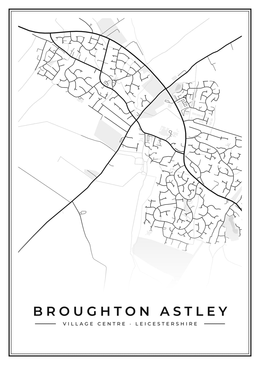 Broughton Astley Village Centre Street Map Poster