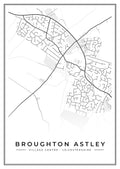 Street map poster of Broughton Astley village centre, Leicestershire