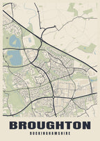 Street map poster of Broughton, Buckinghamshire