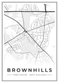 Street map poster of Brownhills town centre, West Midlands