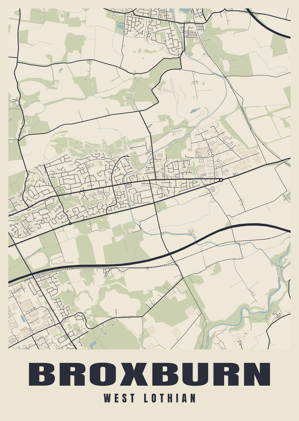Street map poster of Broxburn, West Lothian