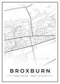 Street map poster of Broxburn town centre, West Lothian