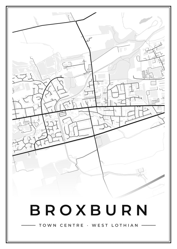 Broxburn Town Centre Street Map Poster