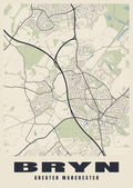 Street map poster of Bryn, Greater Manchester