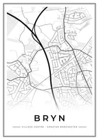 Street map poster of Bryn village centre, Greater Manchester